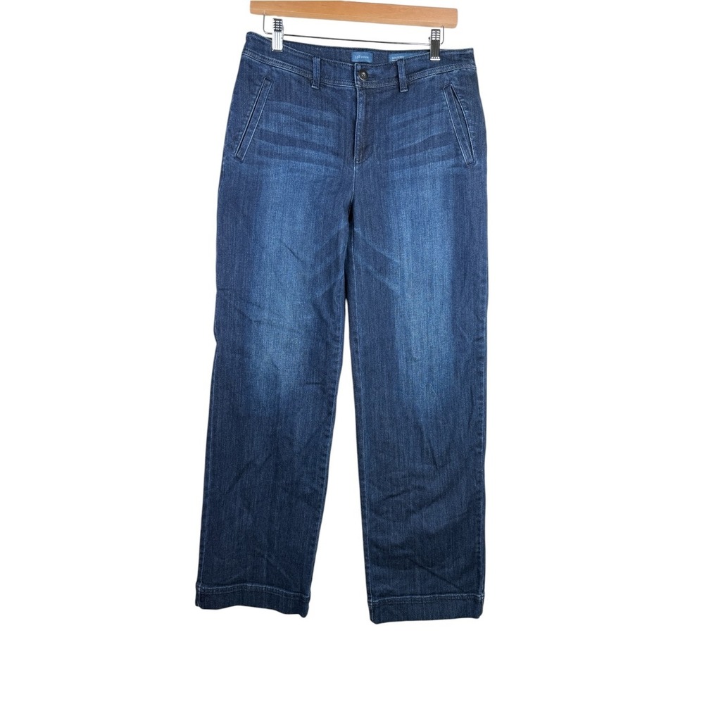 J. Jill Women's Monterey Full Straight Leg Denim Jeans size 8 Dark Blue Wash